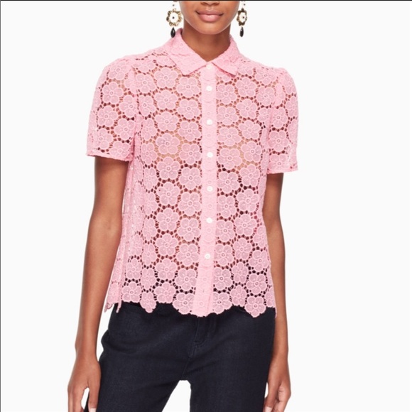 Kate spade pink bloom lace blouse shirt NWT - Picture 2 of 10